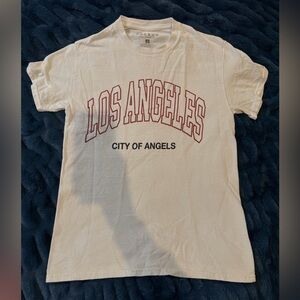 PacSun White Crewneck Tee with Red and Black Los Angeles Logo women’s S